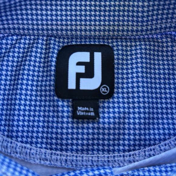 FootJoy Blue Houndstooth Golf Polo Shirt XL Quail Hollow Club Embroidered Logo - Picture 3 of 11